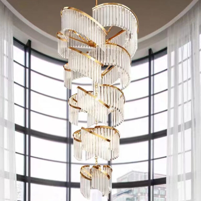 Modern Luxury Gold Chandelier Large Crystal 3D Printed Logo Exclusive Home Use Hanging Ceiling for Living Room Villa Lobby Foyer
